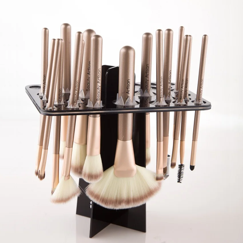 Factory price rectangle acrylic brush holder rack acrylic makeup brush dryer tree tower