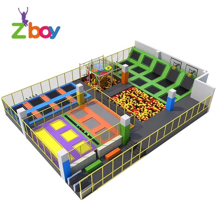 Commercial Jump Adults Large Indoor Trampoline Park Playground With Ninja Warriors