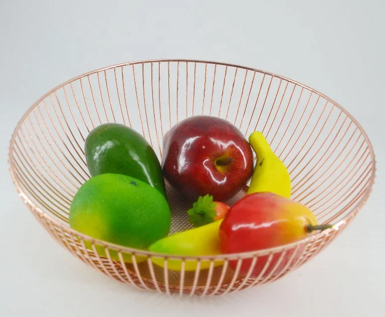 
Кованая Железная пустая плетеная корзина из розового золота для бананов и фруктов 