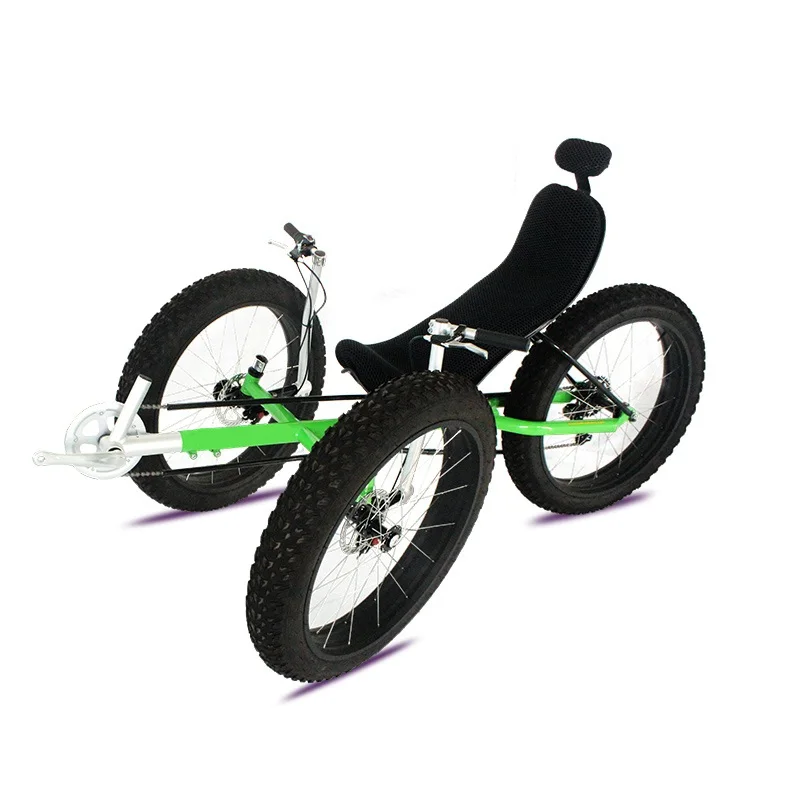 FREE SHIPPING door to door  CLASSIC pedal  Three wheel shock absorption folding thick tires snow beach version  Recumbent Trike
