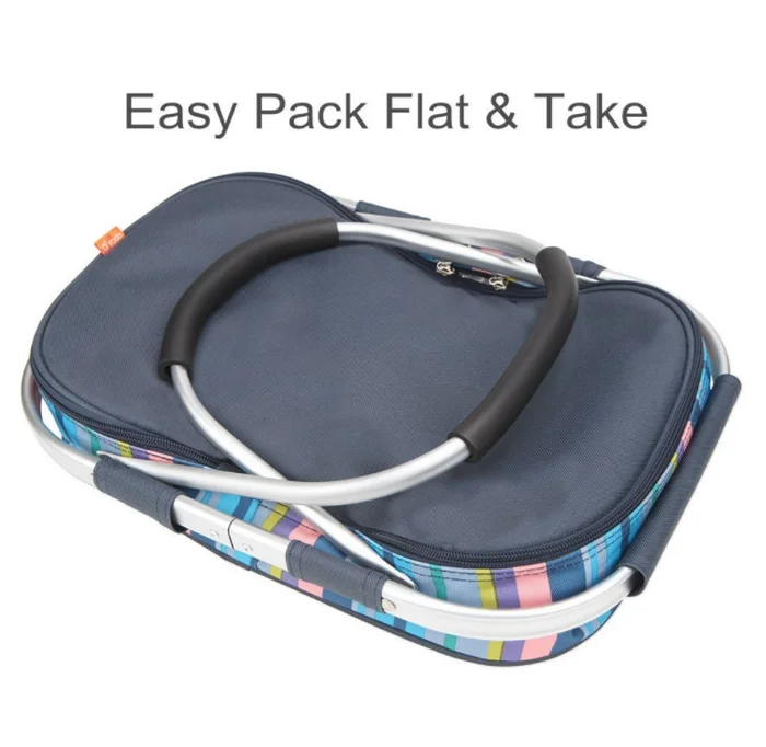 Wholesale Fashion Folding Collapsible Travel Picnic Insulated Cooler Basket Cool Tote Bag