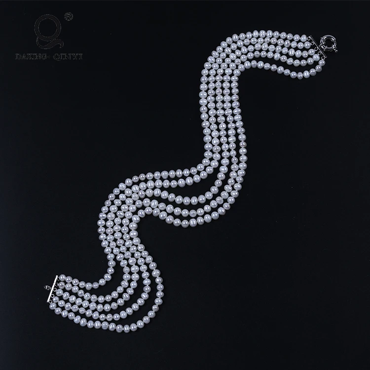 Fashionable Latest Designs 6-7mm White Freshwater Pearl Natural Pearl Necklace