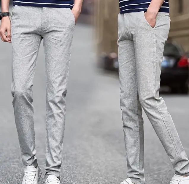 Zm35674a последние стильные мужские льняные брюки, повседневные летние длинные брюки