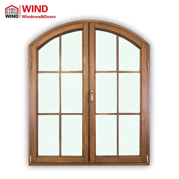 Aluminum Wood Door and Window Grill Design Arch Shaped Windows