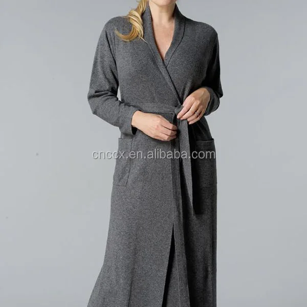 woman cotton cashmere wool long cardigan latest design knit short sleeve  dress with buttons robe sweater cardigan