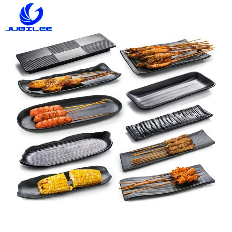 Оптовая продажа от производителя 100% японская Прямоугольная Черная тарелка для суши на