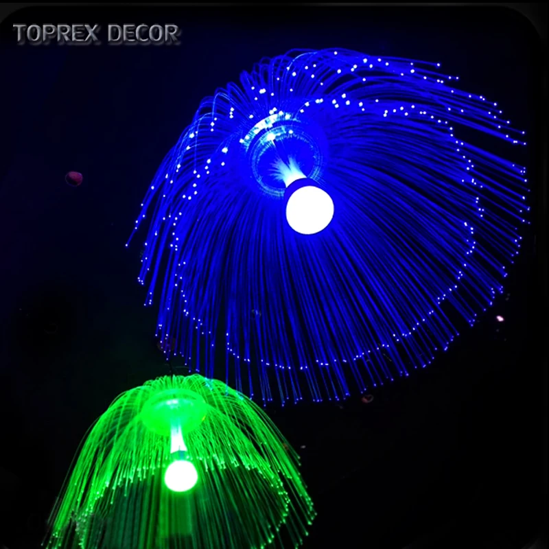 2024 New Export Product Colour Changing Hanging Led Glow Crystal Jellyfish Fiber Optical Lighting
