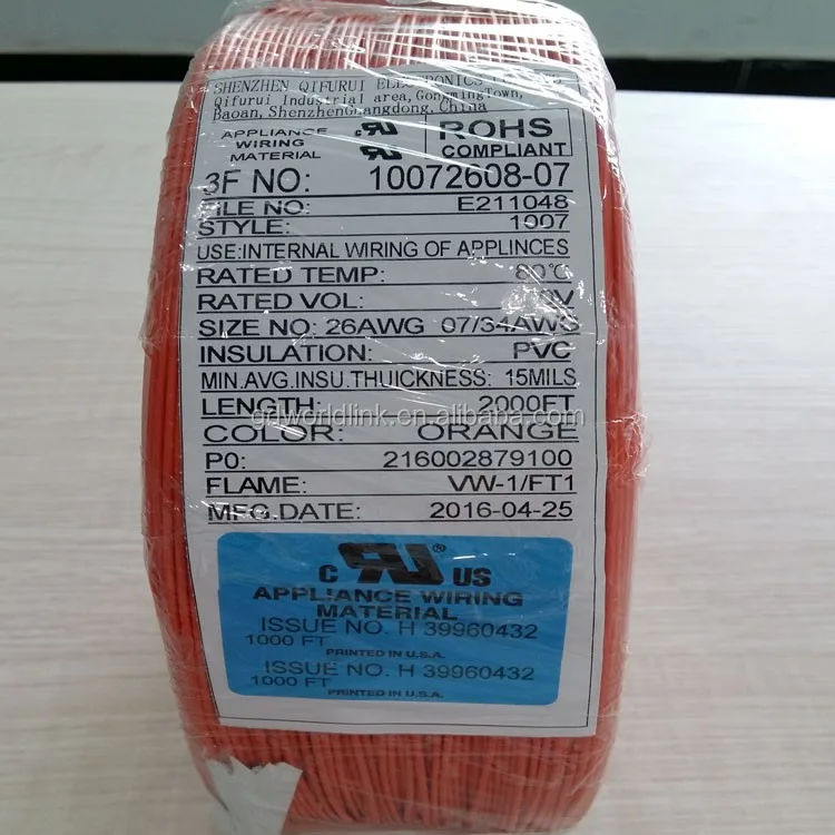 Изолированный Электрический провод из ПВХ UL1007 22AWG 24AWG 26AWG
