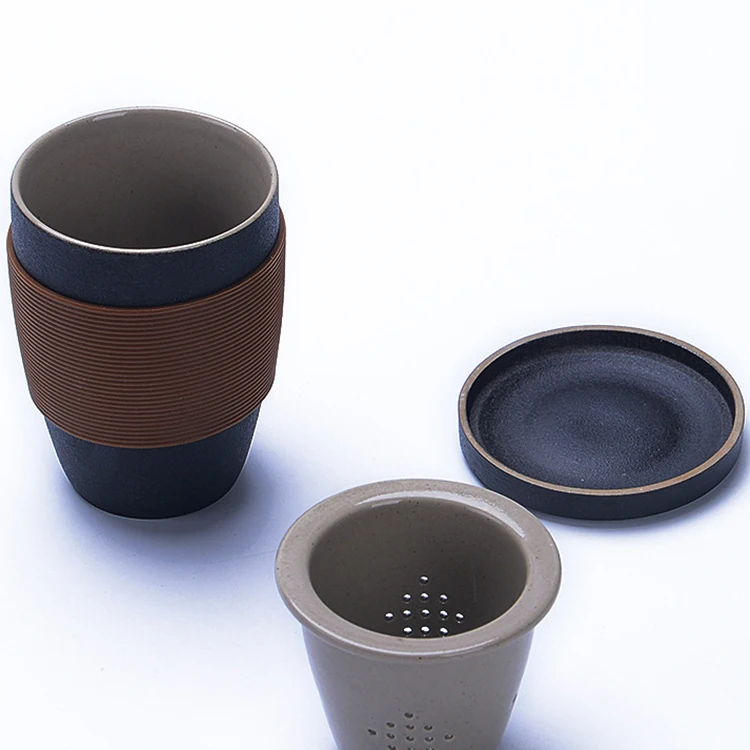 Портативная Черная Дорожная кофейная чашка с логотипом под заказ, фарфоровая керамическая кружка, набор