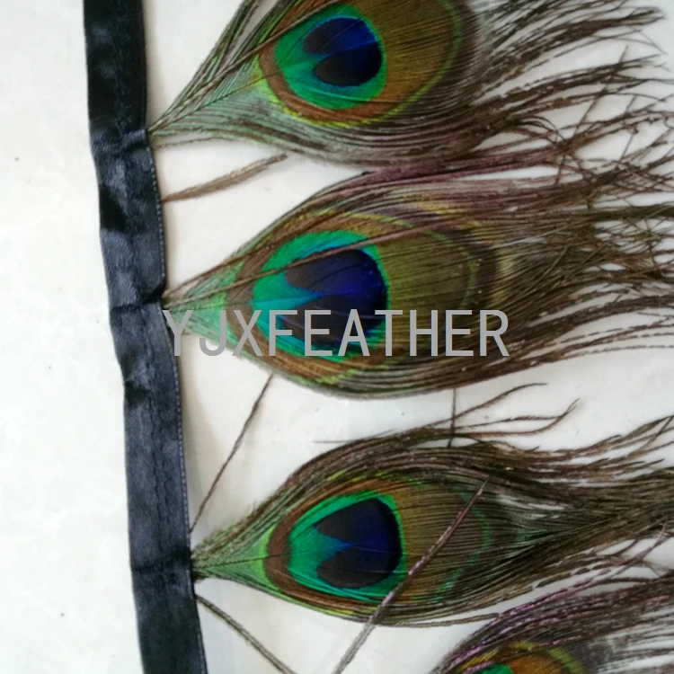 wholesale artificial peacock feather trim fringe trimmings with full eyes