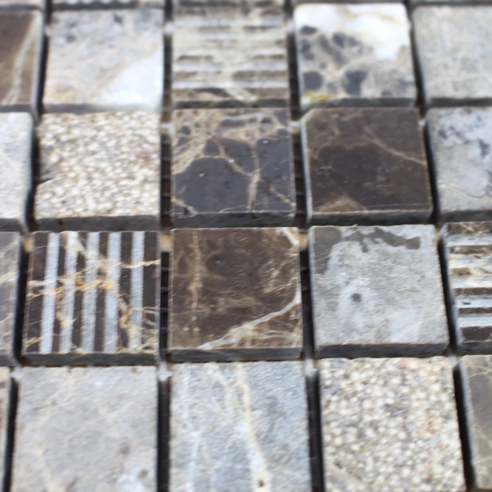 Factory price dark emperador brown marble mosaic tile of China National Standard