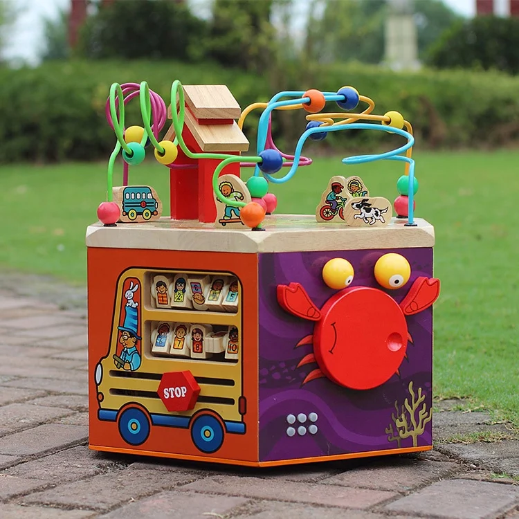 Early Learning Educational Bead Maze baby wooden activity cube wooden child toy
