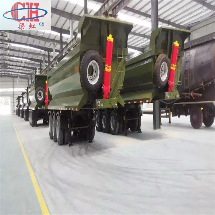 Rear Tipper Widely Used U Haul Car Trailers /Tri-Axles End Dump Tipping Semi Truck Trailer For Construction Material