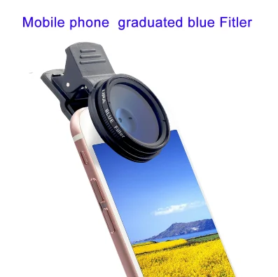 37mm Graduated Blue Orange Gray filter Cell Phone Camera Lens Filter for iPhone Samsung and Android Smartphones -