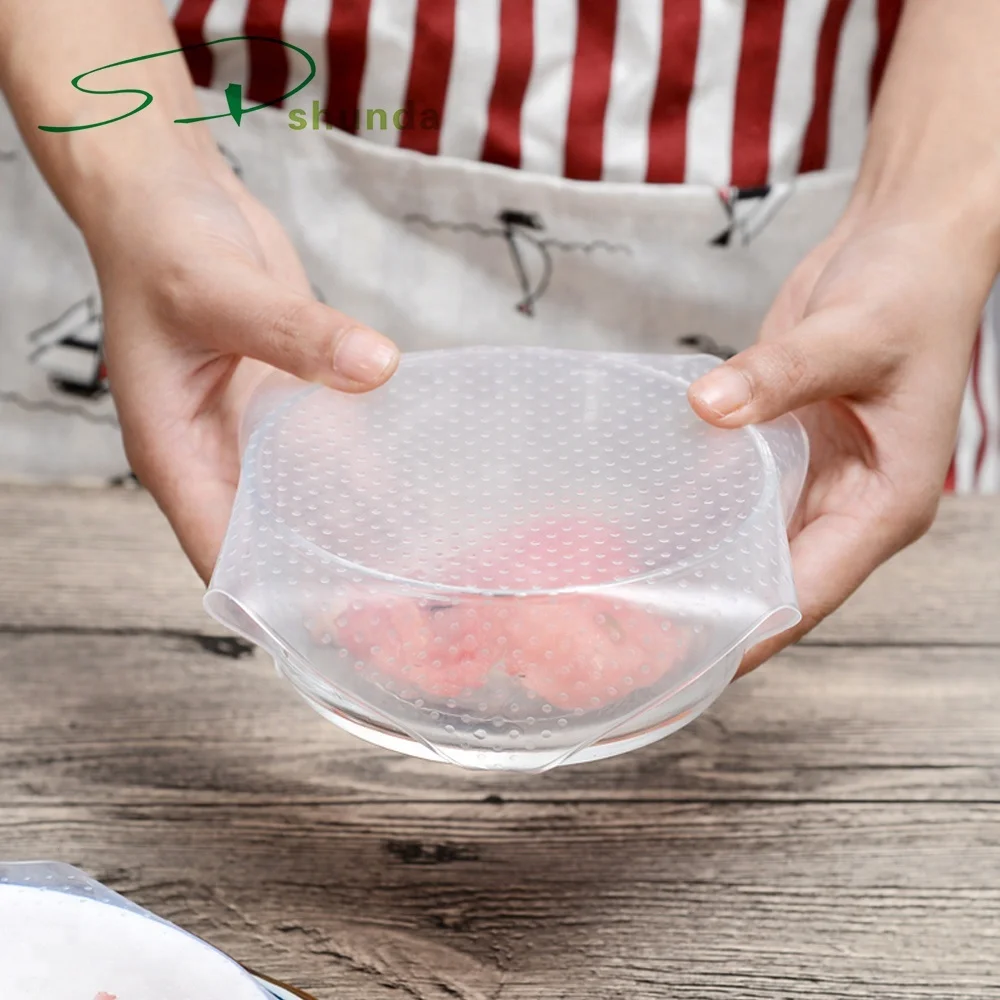 Eco-Friendly Flexible Super Clear Seal Cover Cling Film Keeping Stretch Food Wrap Silicone Reusable Food Wrap