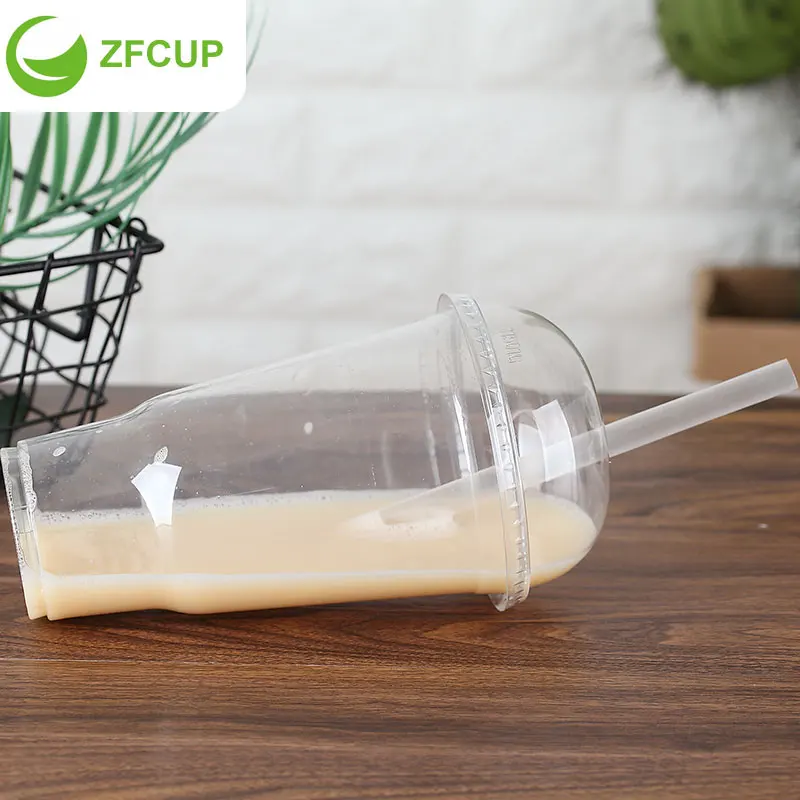 
ZFCUP 32 oz Clear Plastic Cups Comfortable Drinking Experience Recycled Plastic Cups with Logo 
