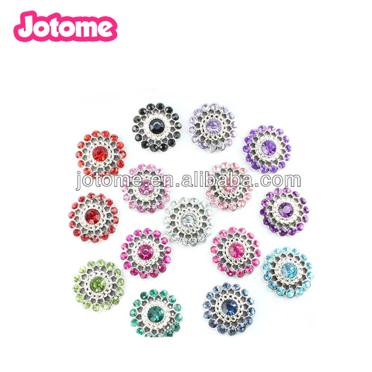 Jotome Jewelry Sets wholesale round flower decorative colorful acrylic crystal buttons with stones for dresses accessories