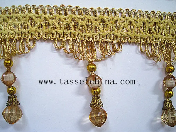 Blue Lampshade Beaded Fringe, Fringe Trimming For Curtain, Table Cloth, Furniture