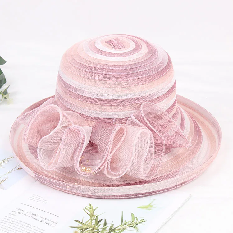Factory Wholesale OEM Silk Stitching Hat Bowler Hat Lady Church Hat
