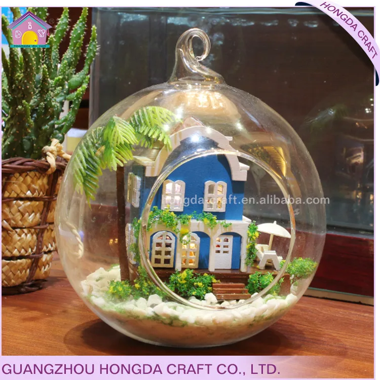 Hongda Handmade Glass Ball Diy Dollhouse Home Decor Accessories Model Miniature House Pendant