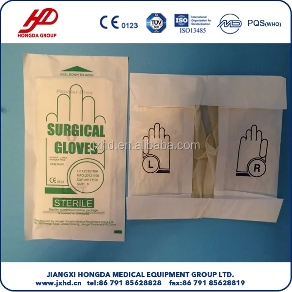 
 Одноразовые стерильные латексные хирургические перчатки без порошка, Размер 6,5 7 7,5 8 8,5  