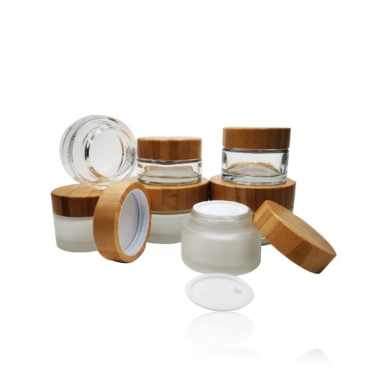 custom high end glass candle jar bamboo lid, empty clear 3oz 100g glass jar with bamboo lid cosmetic