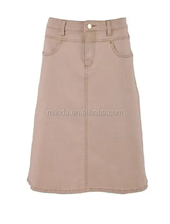 New Style Women Plus Size Simple Khaki Denim Skirt Midi Ladies Cotton Jean Skirt Hot Sale In European