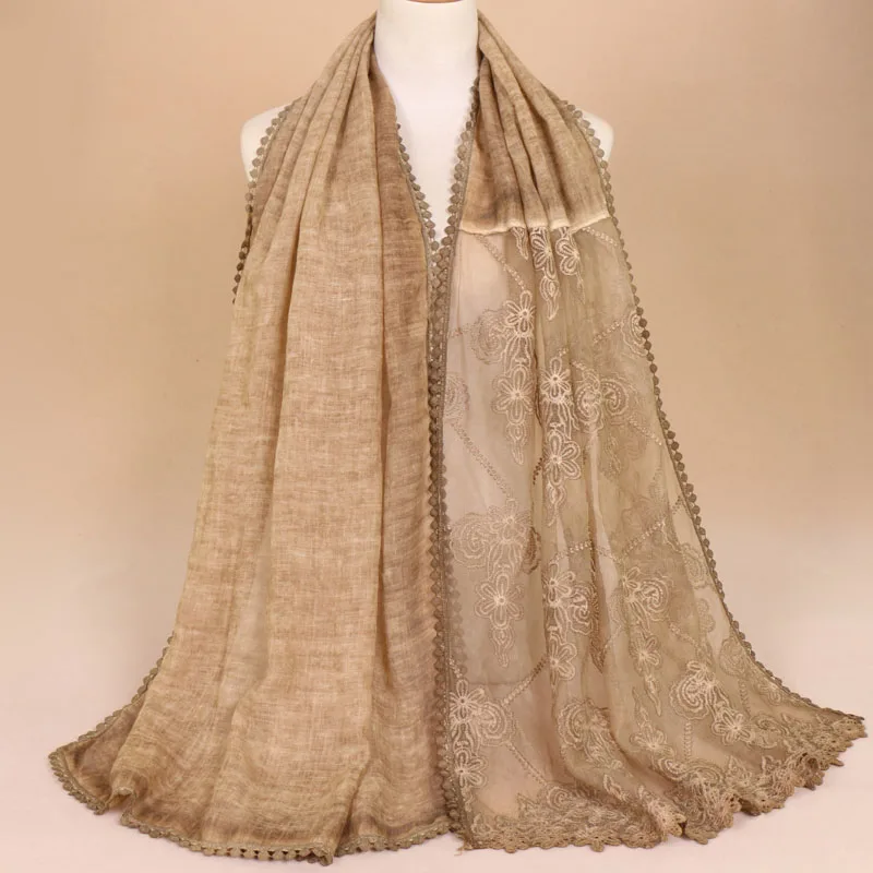 China Yiwu  manufacturers muslin stunning wedding party shawl echarpe lady TR cotton lace headscarf