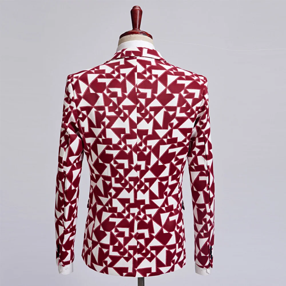 Mens 3 Piece Floral Printed Suits Slim Fit Stylish Prom Tuxedos