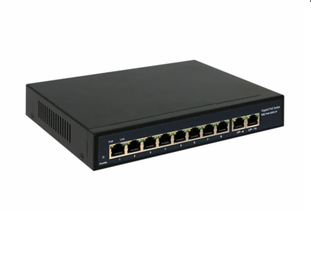 Manufacturer wholesale VLAN 48V 8 port PoE Network switch with built-in power 120W and 2 gigabit uplink ports