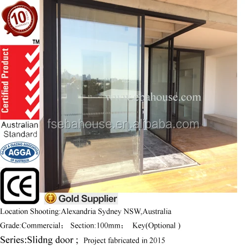 AS2047 slim sliding door with aluminium window frames EBAHOUSE double glazed australian standard windows