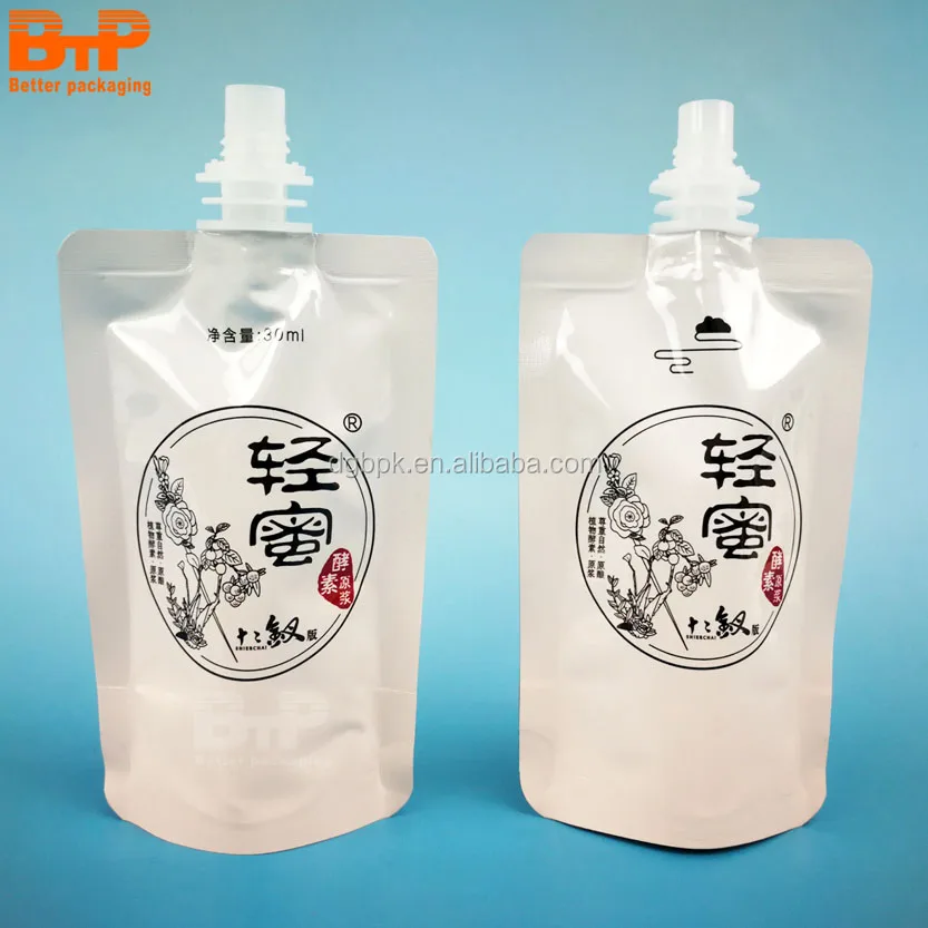 Custom pouch Laminated Mylar bags and Spout Top For Beverage Packaging Bag For Juice Milk Shampoo Face Facial Cream