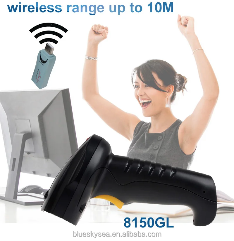 Лазерный сканер Eyoyo 8150GL 2.4 Г высокоскоростной беспроводной USB сканирования штрих-код Этикетки Чтения диапазон до 10 М