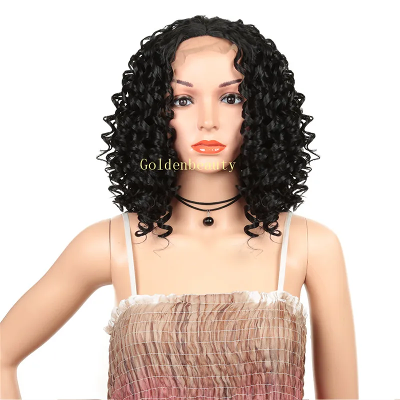 Short Kinkys Curly Hair Lace Front Wig for Black Women Synthetic Lace Front Wigs Heat Resistant fiber