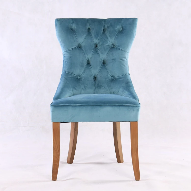 
Tufted Teal Velvet Dining Chair with Button 