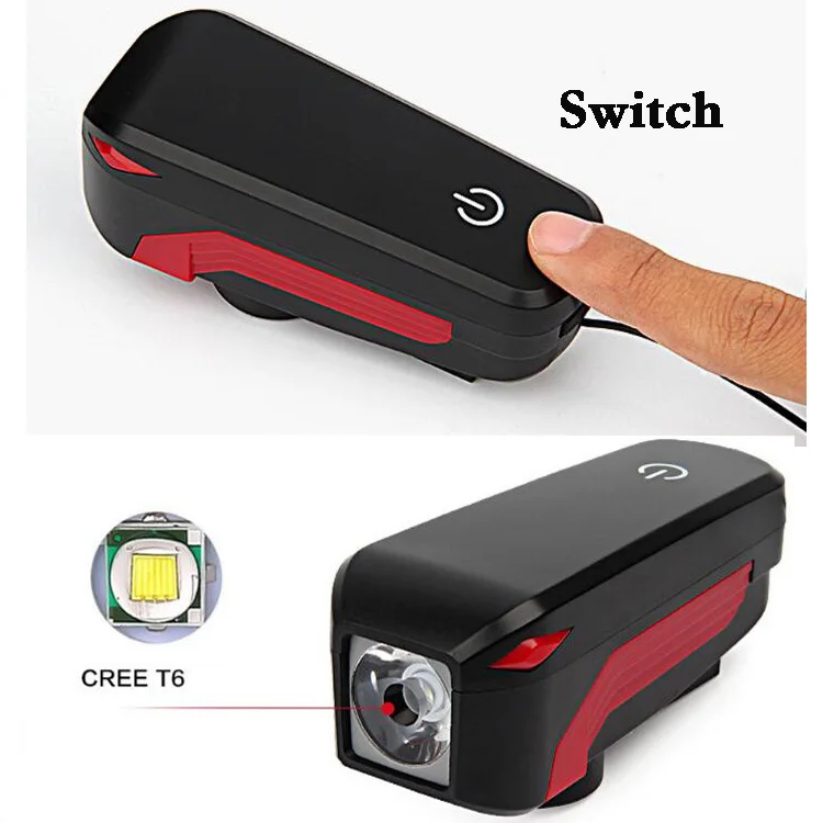 Speaker 140DB Bike Front Light Touched Horn Bell T6 USB charge Waterproof Integrated Speaker Bicycle Lights