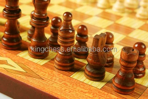 Wooden Backgammon Set and Chess Games for Indoor Sports