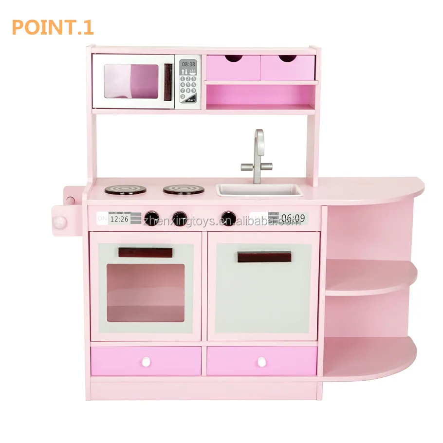 Pink Color MDF Material Kids Kitchen Toy Set for Girls