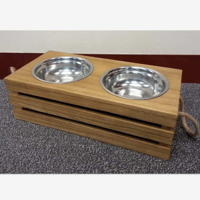 Rustic Wood Dog Bowl Stand/Wooden Dog Food Bowl