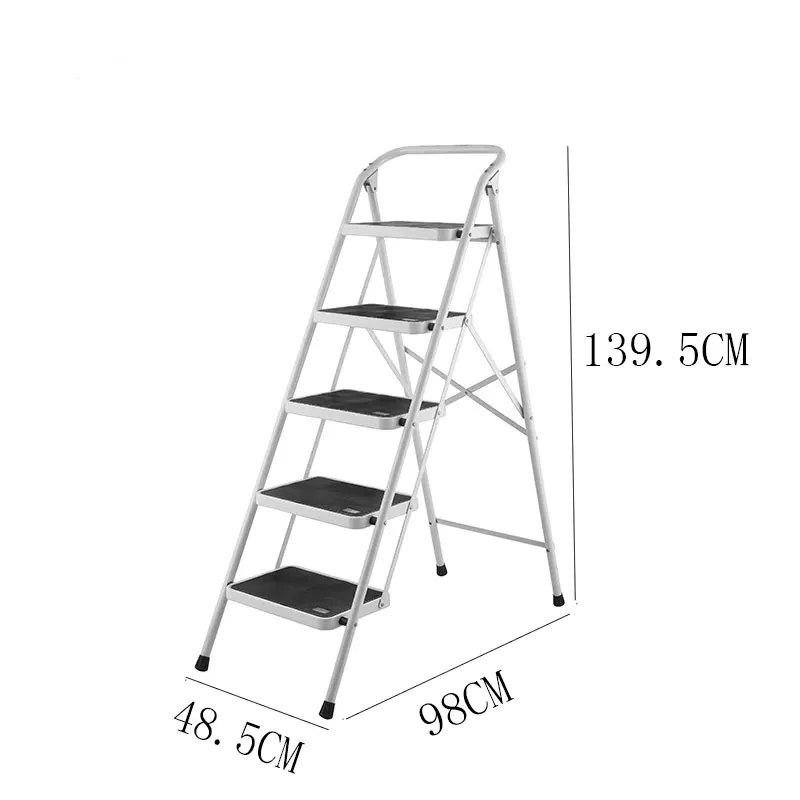 5 step white luxury home multi - function folding iron ladder