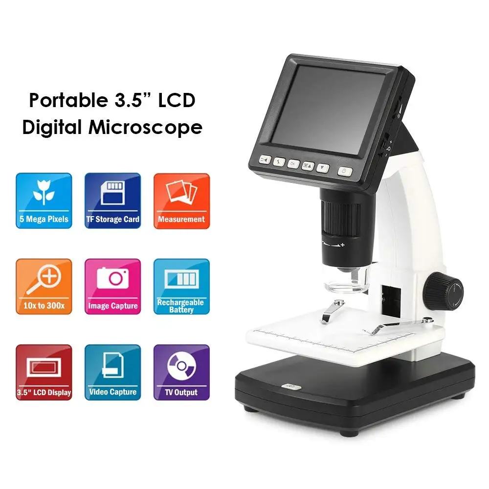 
3.5 inch LCD Screen Standalone 10-500x Zoom 5M Pixel USB Digital Electronic MicroscopeStand Alone Desktop LCD Digital Microscope 