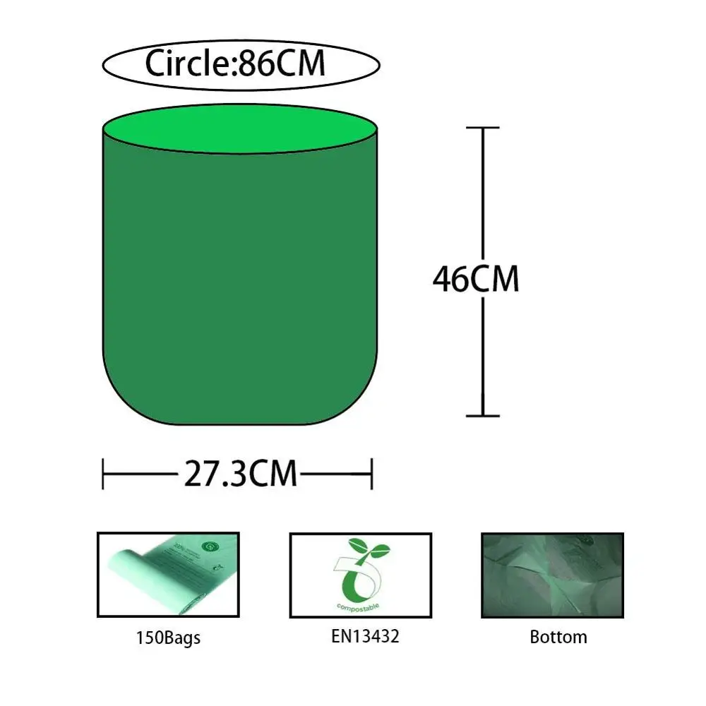 
China EN13432 Certification Factory 100% Compostable Bin Liners Corn Starch Biodegradable Garbage Bags On Roll Food Waste Bags 