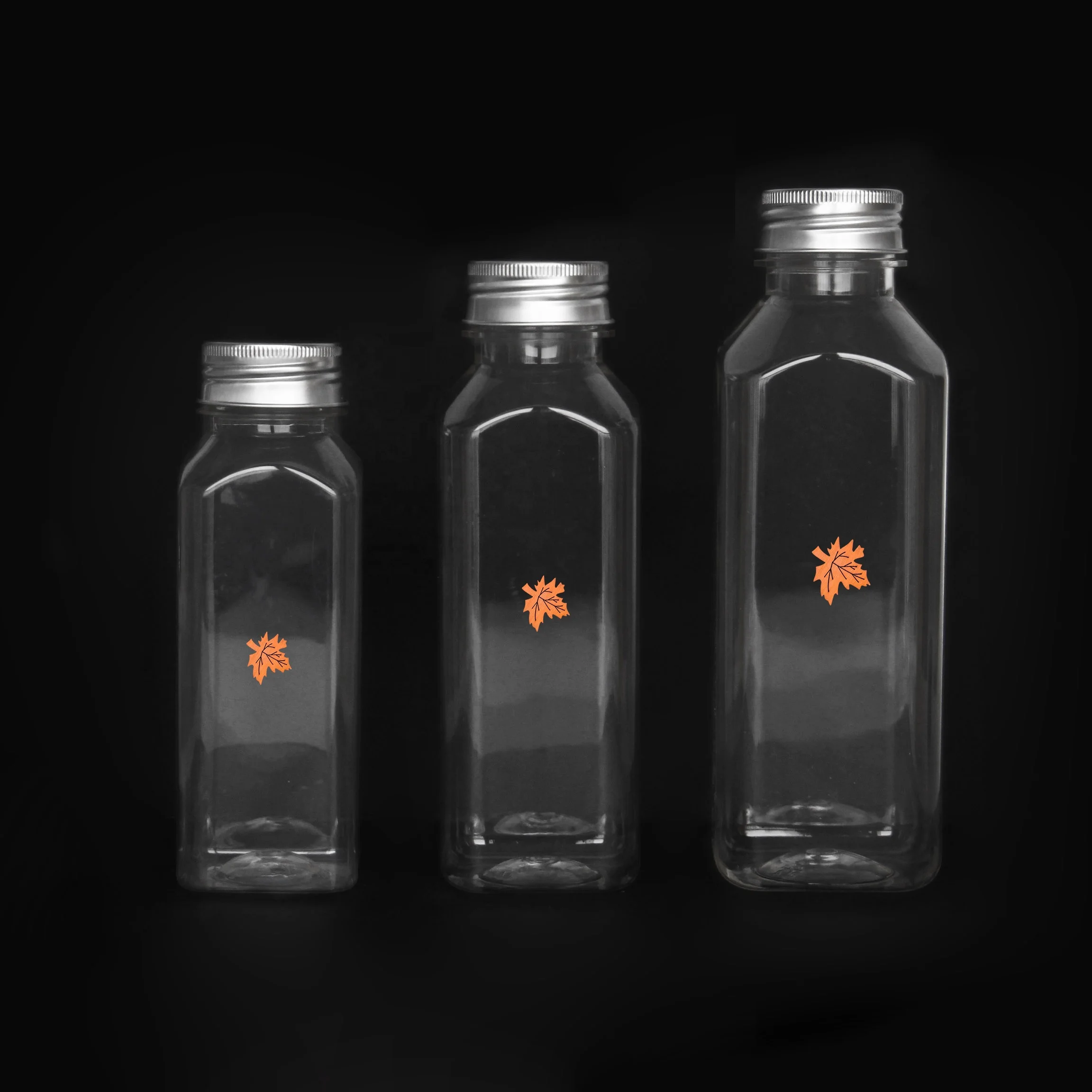 New material PLA 12 oz 350 ml square disposable beverage plastic PLA  bottle with plastic lid