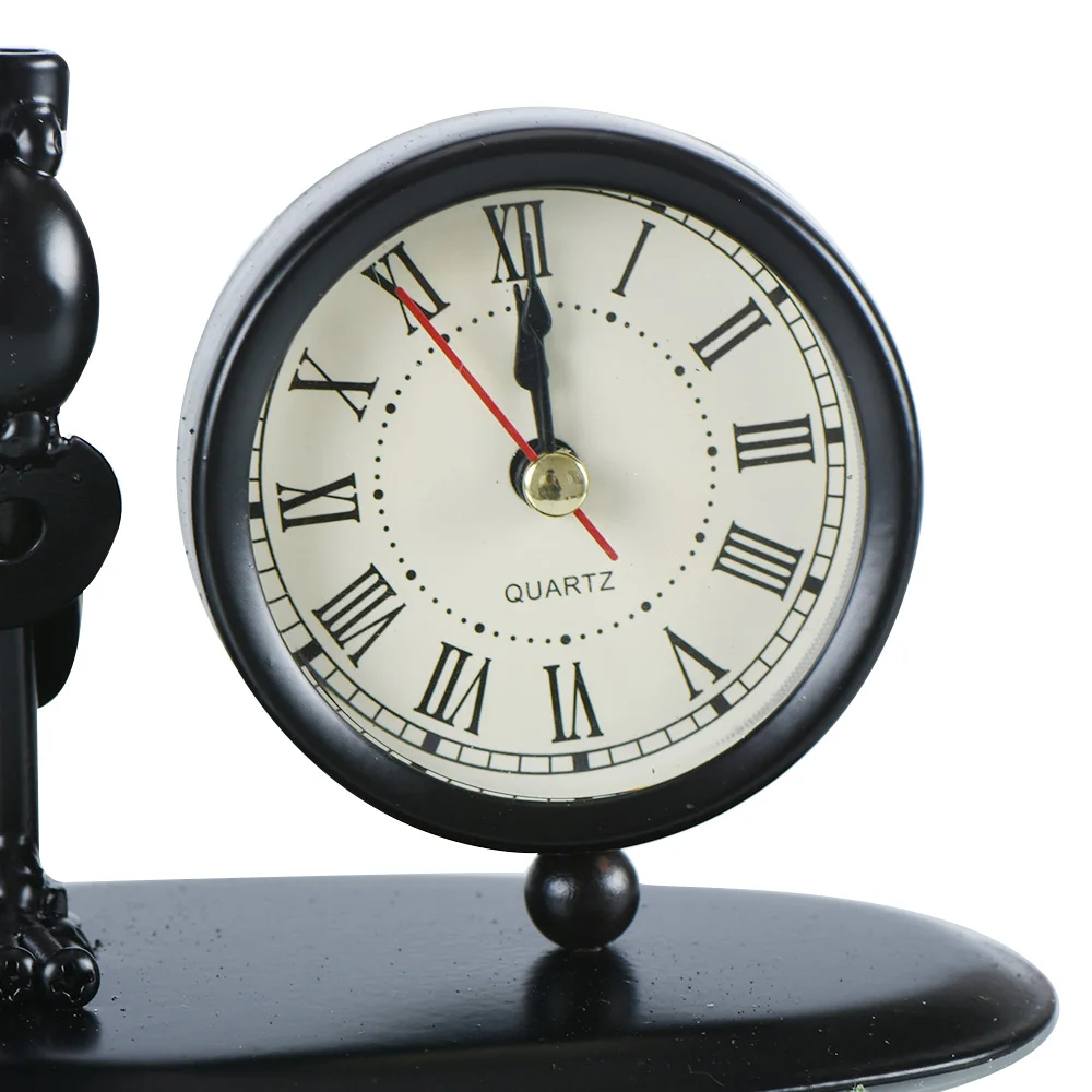
Creative Gift Round skeleton Ironman Clock Music Crafts Metal Art Mini Alarm Clock For Gift 
