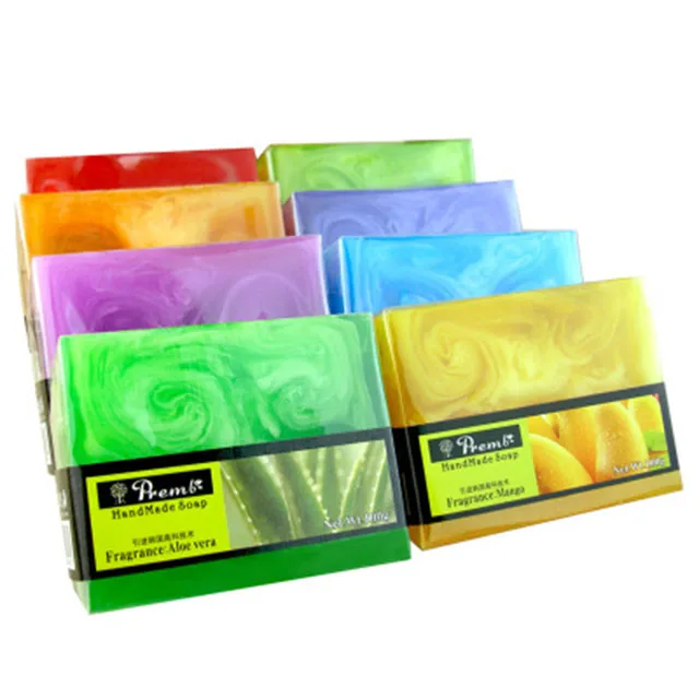 100g  rainbow natural Aloe vera  handmade bath  soap can OEM
