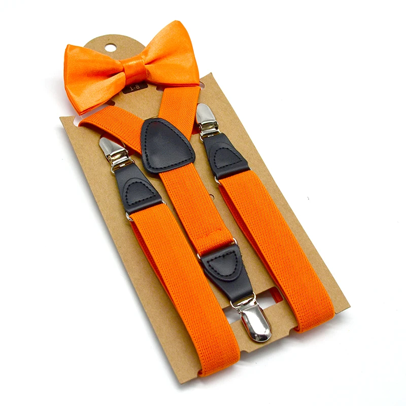 Новый подтяжки галстук бабочка набор мальчики девочки дети размер 80-130 высота Y Форма Мягкий ленты из полиэстера сплошной узор дизайн простой