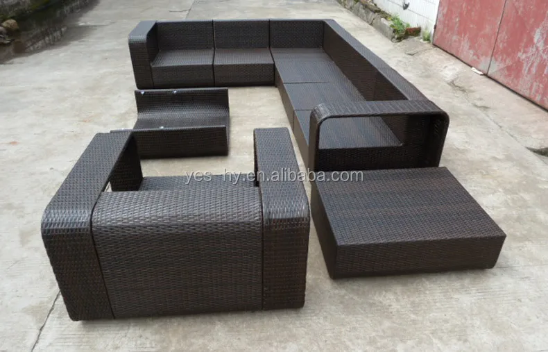 
All weather wicker rattan woven patio seating furniture set sectional outdoor corner sofa model S220 