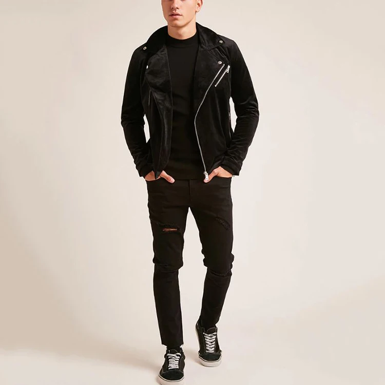 Wholesale fashion custom mens leather suede biker jacket