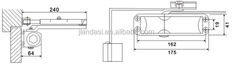
Fireproof Metal Door Sliding Arm Concealed Door Closer 