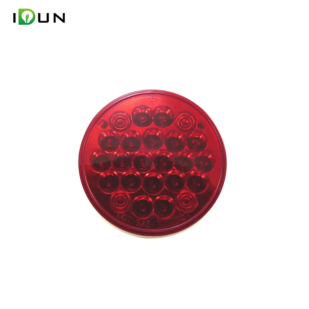 4 inch Emark 24 LED Trailer Truck Stop Tail Lights Red Turn Signal Round Lamp Caravan Lorry Van Rear Light
